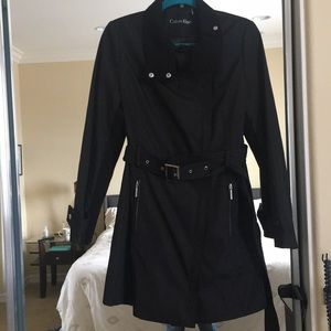 Belted Black Calvin Klein Trench Coat
